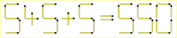 Jak pokazano na poniższym rysunku, dodaj zapałki, aby pierwszy symbol + był 4.